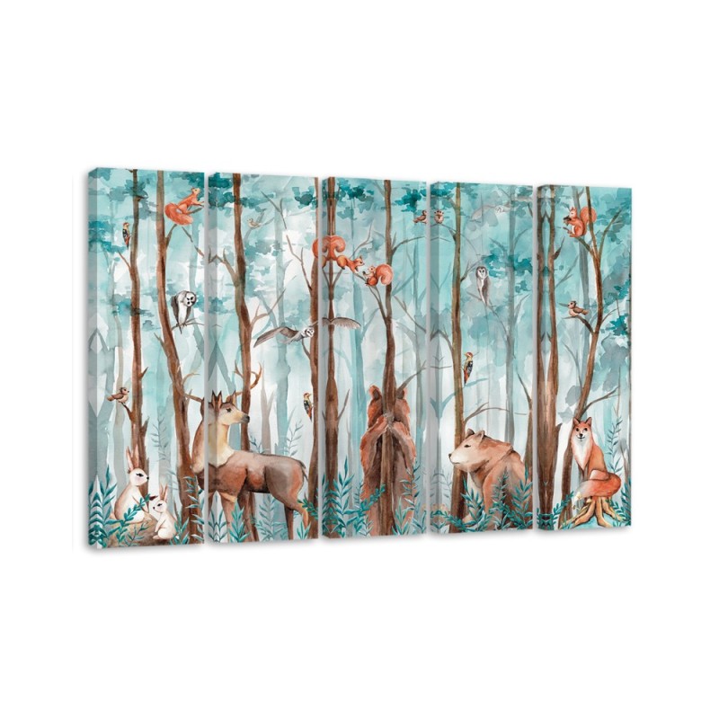 Leinwandbild - Waldtiere Hirschbär Fuchs | Feeby