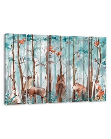 Leinwandbild - Waldtiere Hirschbär Fuchs | Feeby