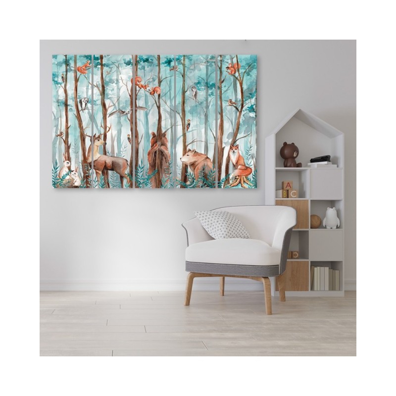 Leinwandbild - Waldtiere Hirschbär Fuchs | Feeby