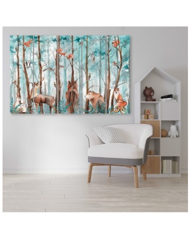 Leinwandbild - Waldtiere Hirschbär Fuchs | Feeby