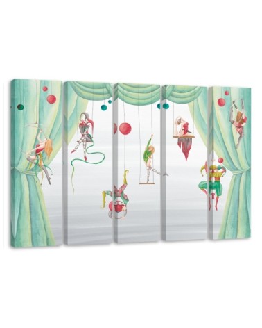 Canvas print for children's room 5 parts - Acrobats circus | FEEBY