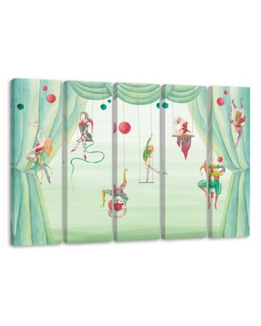Canvas print for children's room 5 parts - Acrobats circus | FEEBY