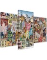 Painting Canvas for children 3-part - Merry city | FEEBY