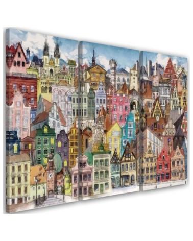 Painting for a child's room 3-part - Merry city | FEEBY