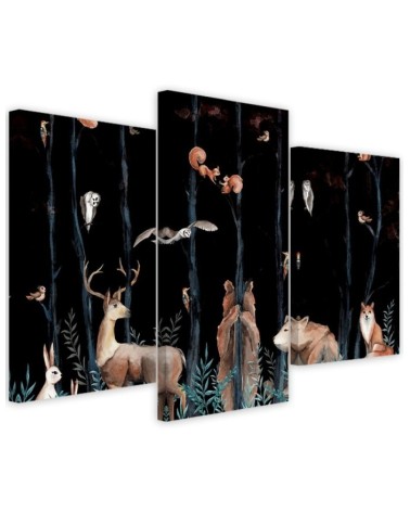 Painting on canvas for children - Forest animals deer bear fox | FEEBY