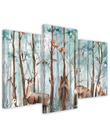 Painting on canvas for children - Forest animals deer bear fox | FEEBY