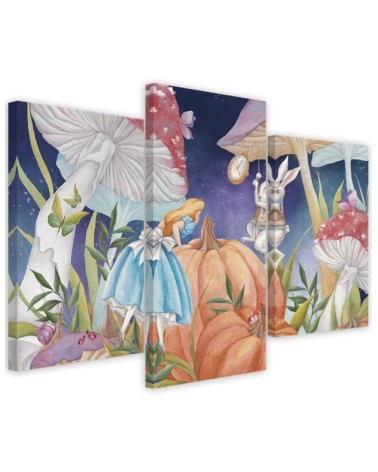 Painting for children triptych - Little Alice in Wonderland | FEEBY