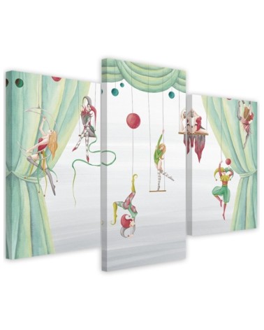 Canvas print for a child's bedroom triptych - Circus acrobats | FEEBY
