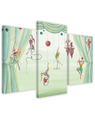Canvas print for a child's room triptych - Circus acrobats | FEEBY