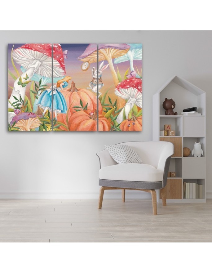 Children's triptych painting - Little Alice in Wonderland | FEEBY