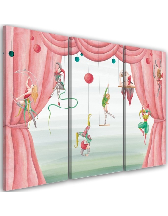 Canvas print for a child's bedroom triptych - Circus acrobats | FEEBY