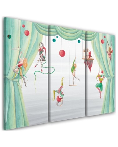 Canvas print for a child's bedroom triptych - Circus acrobats | FEEBY