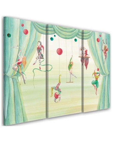 Canvas print for a child's bedroom triptych - Circus acrobats | FEEBY