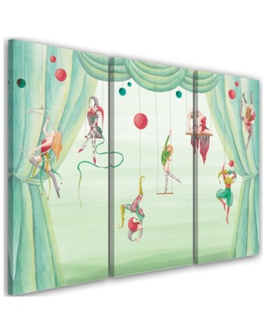 Canvas print for a child's room triptych - Circus acrobats | FEEBY