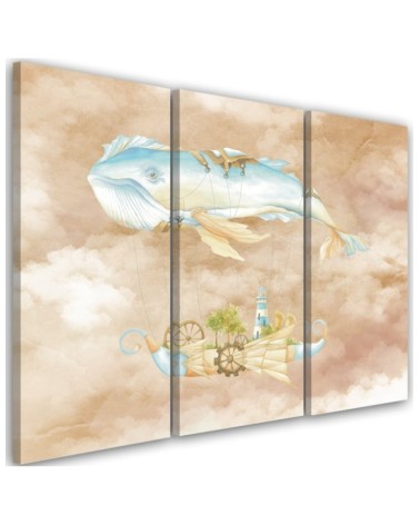 Children's triptych - Flying whale and ship | FEEBY