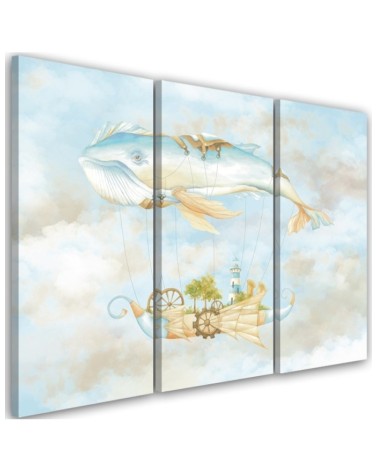 Children's triptych - Flying whale and ship | FEEBY
