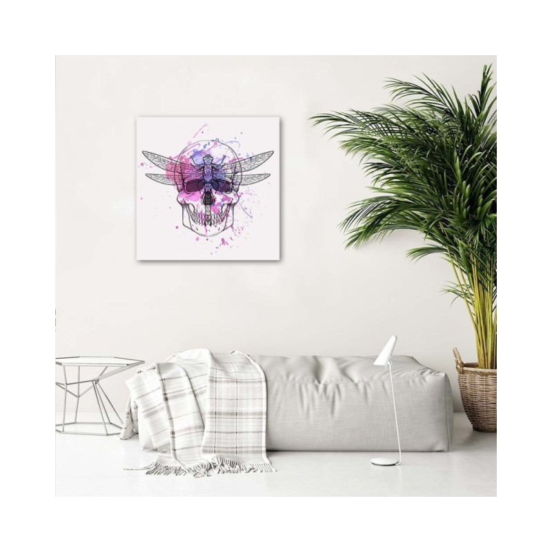 Bild auf Leinwand - Totenkopf und Libelle | Feeby