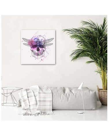 Bild auf Leinwand - Totenkopf und Libelle | Feeby