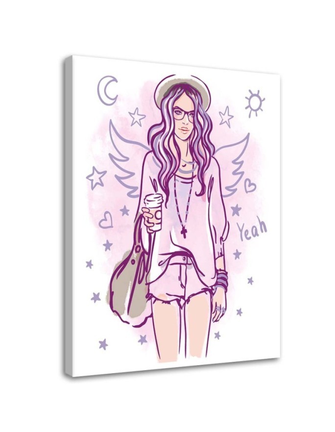 Dla nastolatki | wydruk na płótnie  Hipster Girl pop art | FEEBY