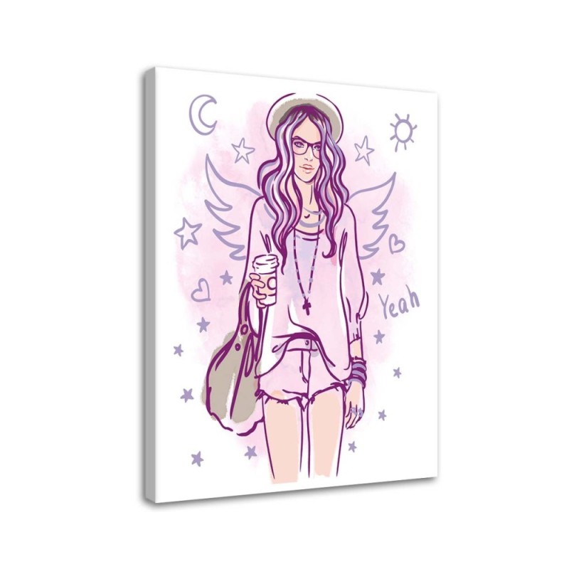 Dla nastolatki | wydruk na płótnie  Hipster Girl pop art | FEEBY