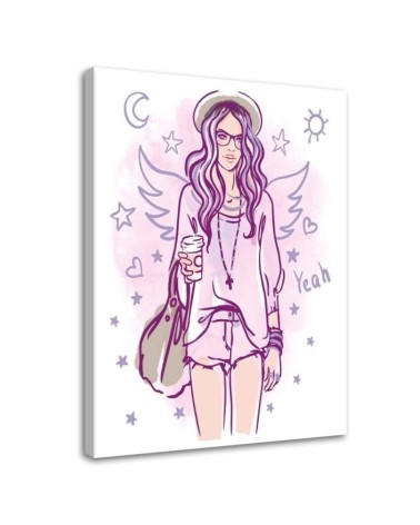 Dla nastolatki | wydruk na płótnie  Hipster Girl pop art | FEEBY