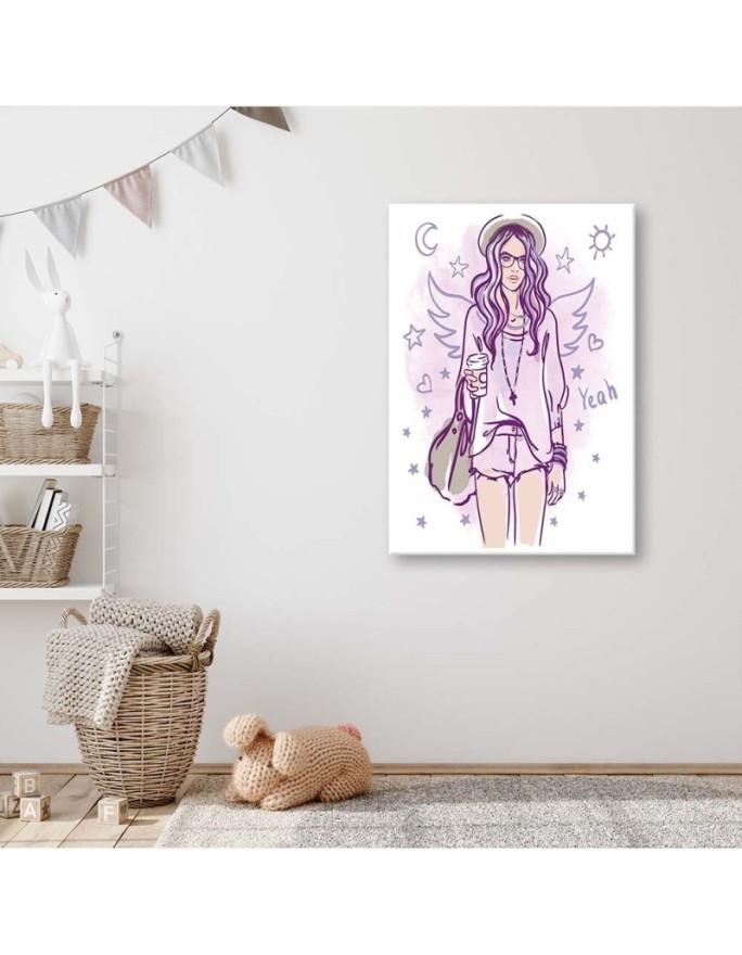 Dla nastolatki | wydruk na płótnie  Hipster Girl pop art | FEEBY