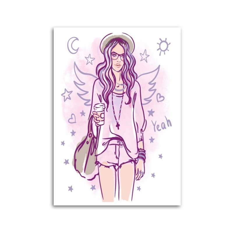 Leinwanddruck - Hipster Girl Pop Art | Feeby