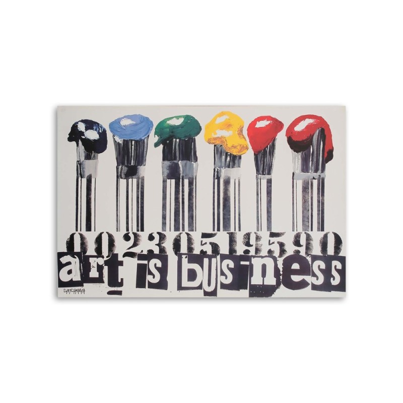 Leinwandbild - Pinsel mit farbiger Farbe | Feeby