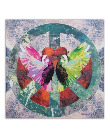 Modernes Wandbild - Friedenszeichen und Vögel | Feeby