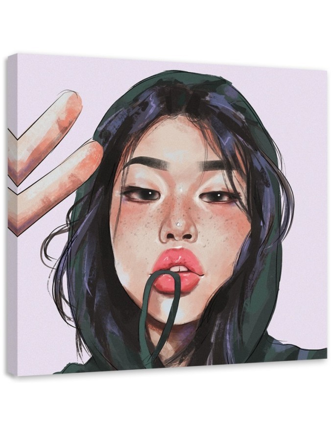 Printed canvas painting - Selfie of a teenage girl by Vivian Arty | FEEBY