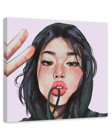 Printed canvas painting - Selfie of a teenage girl by Vivian Arty | FEEBY