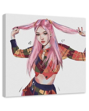 Fashionable Canvas paintings for teenagers - Girl with pink hair Vivian Arty | FEEBY