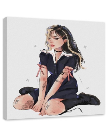 Teen room Canvas painting - Teenage girl in tattoos Vivian Arty | FEEBY
