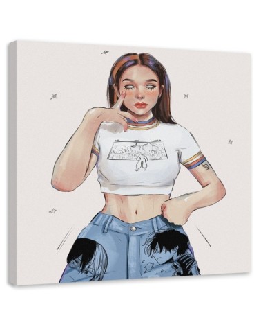 Modern Canvas painting for teenagers - Girl in jeans Vivian Arty | FEEBY