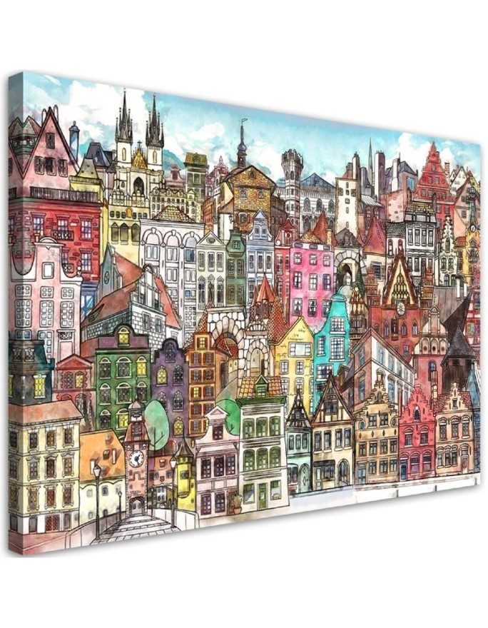 Canvas painting for children's room - Colourful city | FEEBY