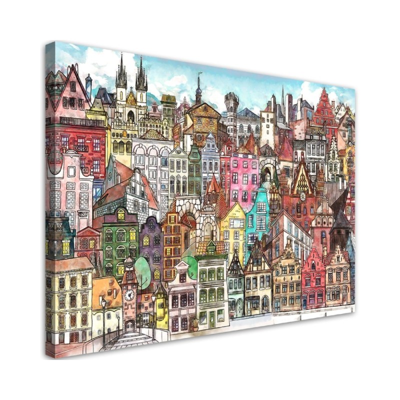 Modernes Wandbild - Fröhliche Stadt | Feeby