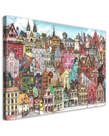 Canvas painting for children's room - Colourful city | FEEBY