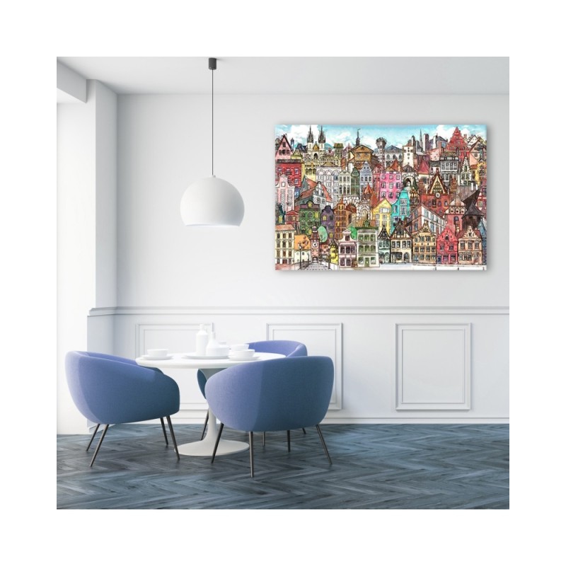 Modernes Wandbild - Fröhliche Stadt | Feeby