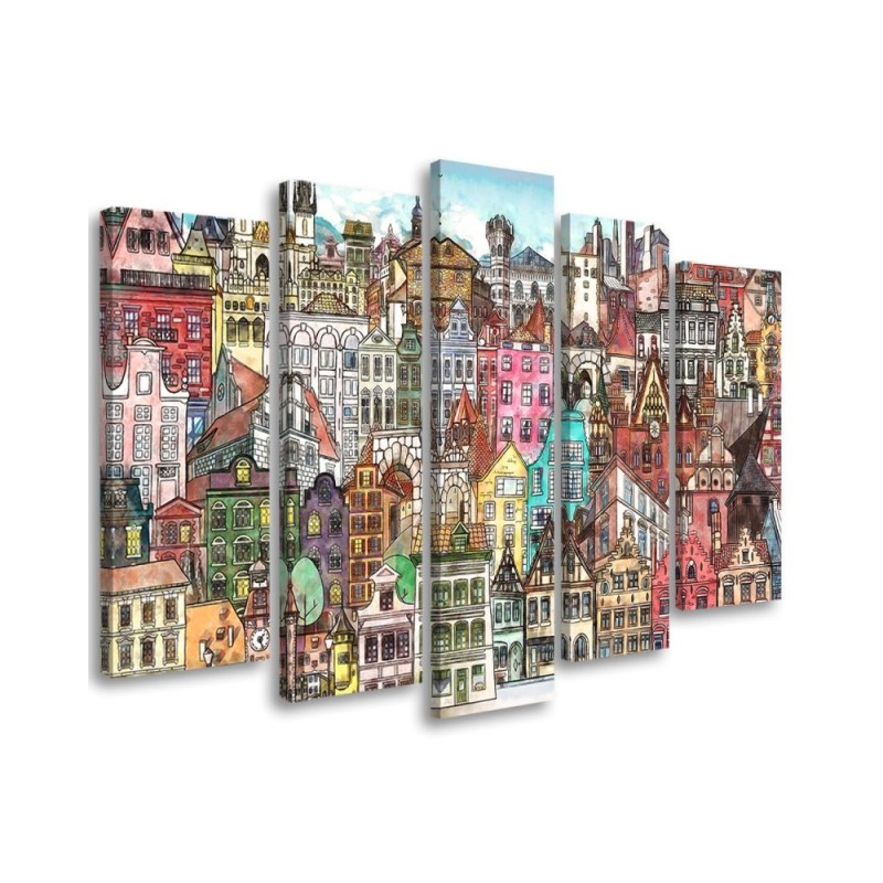 Bild auf Leinwand - Fröhliche Stadt | Feeby