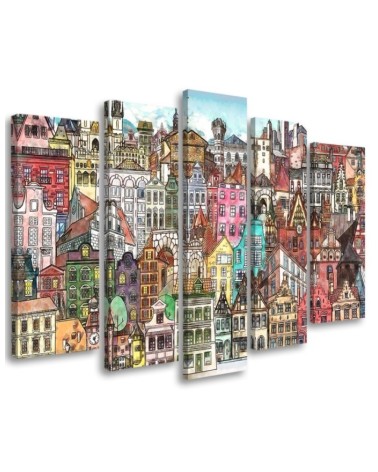Canvas print 5-part canvas - Merry city | FEEBY