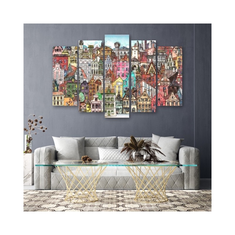 Bild auf Leinwand - Fröhliche Stadt | Feeby