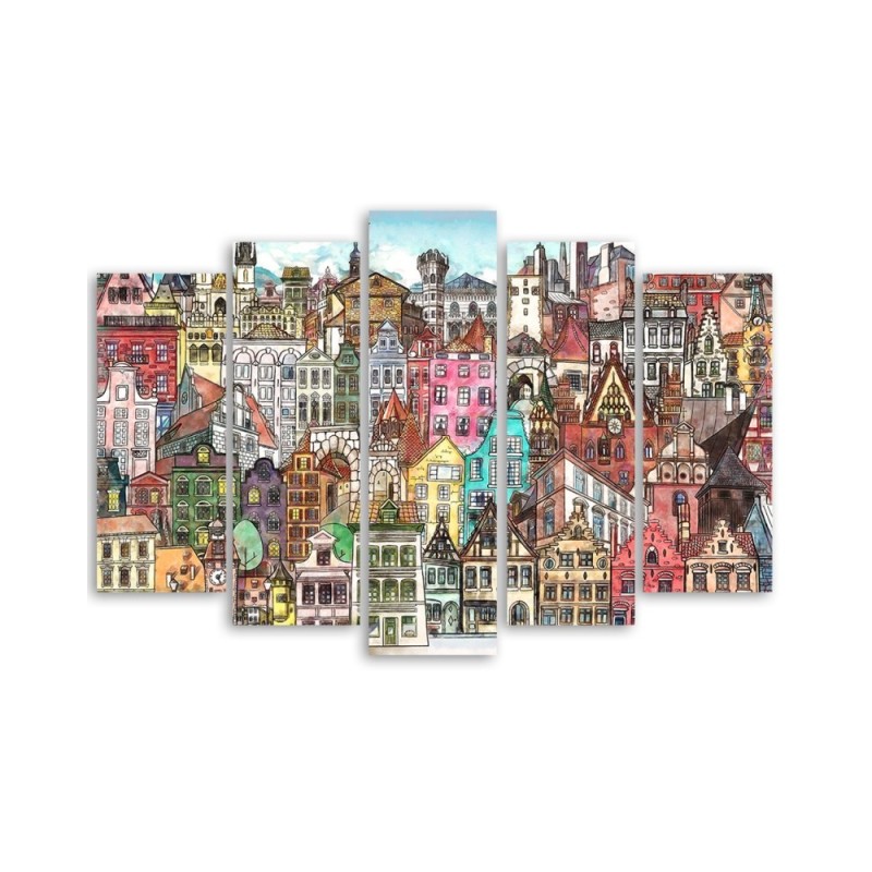 Bild auf Leinwand - Fröhliche Stadt | Feeby