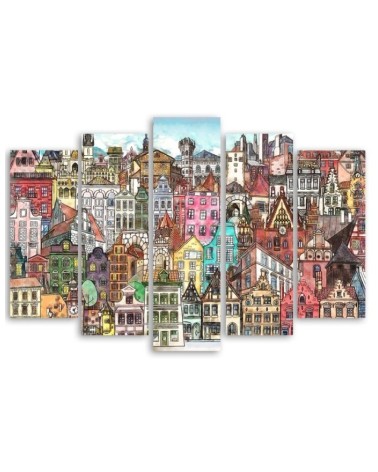 Bild auf Leinwand - Fröhliche Stadt | Feeby