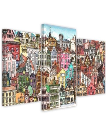 Triptych print on canvas - Merry city | FEEBY