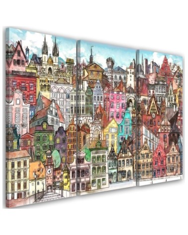 Canvas print for children triptych - Merry city | FEEBY