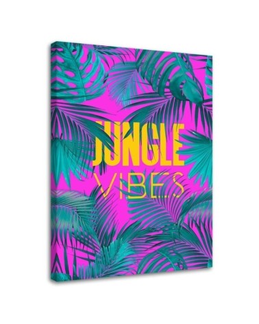 Canvas painting - Blue leaves on a pink background Andrea Haase | FEEBY
