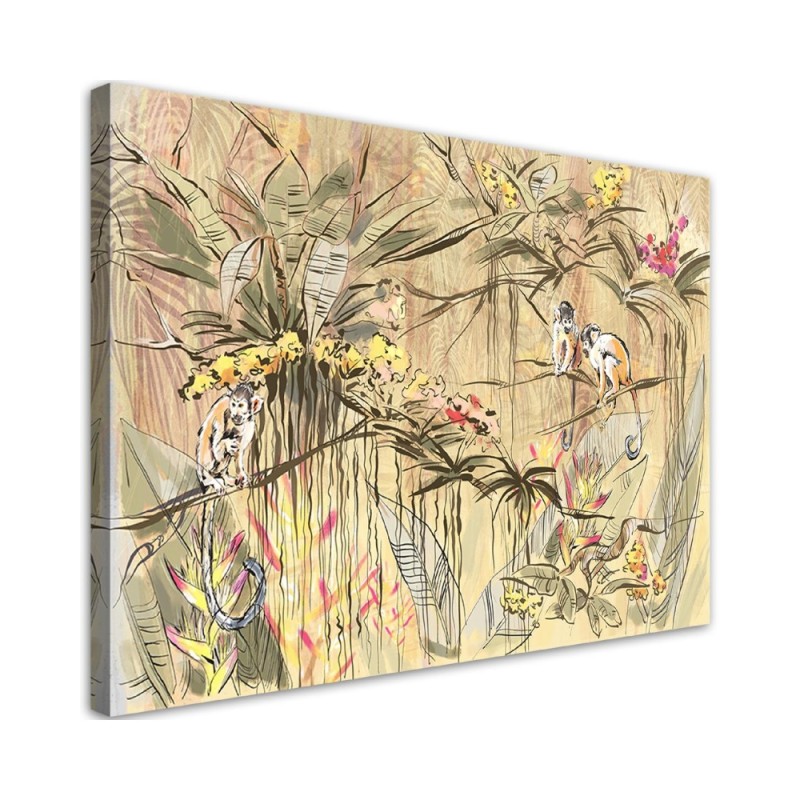 Leinwandbild modern - Affen im Dschungel | Feeby