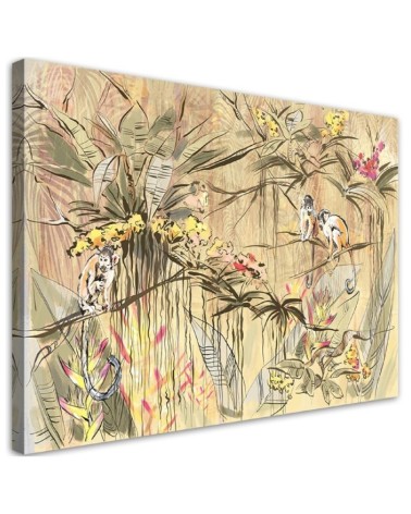 Modern canvas painting - Monkeys in the jungle | FEEBY