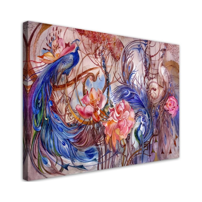 Fashionable Canvas prints for the living room - Magic peacock birds | FEEBY