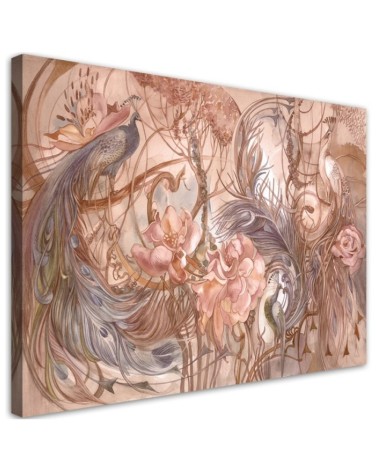 Canvas prints for living room - Magical peacock birds | FEEBY